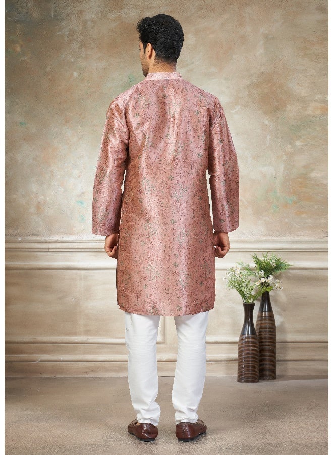 OUTLUK Pink Premium Silk Kurta for Men - Image 2